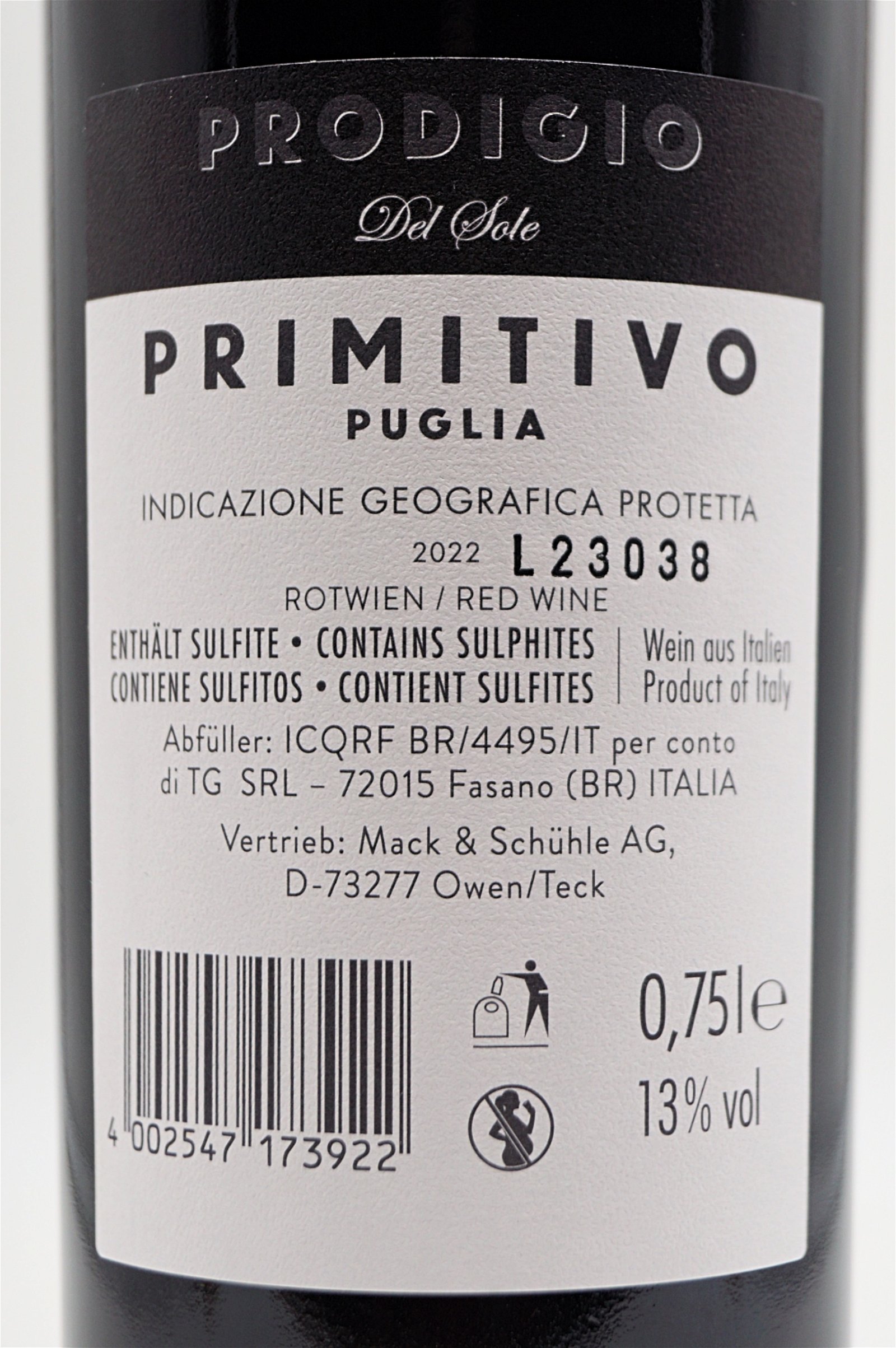 Latentia Winery Primitivo del Sole Prodigio Puglia 2022
