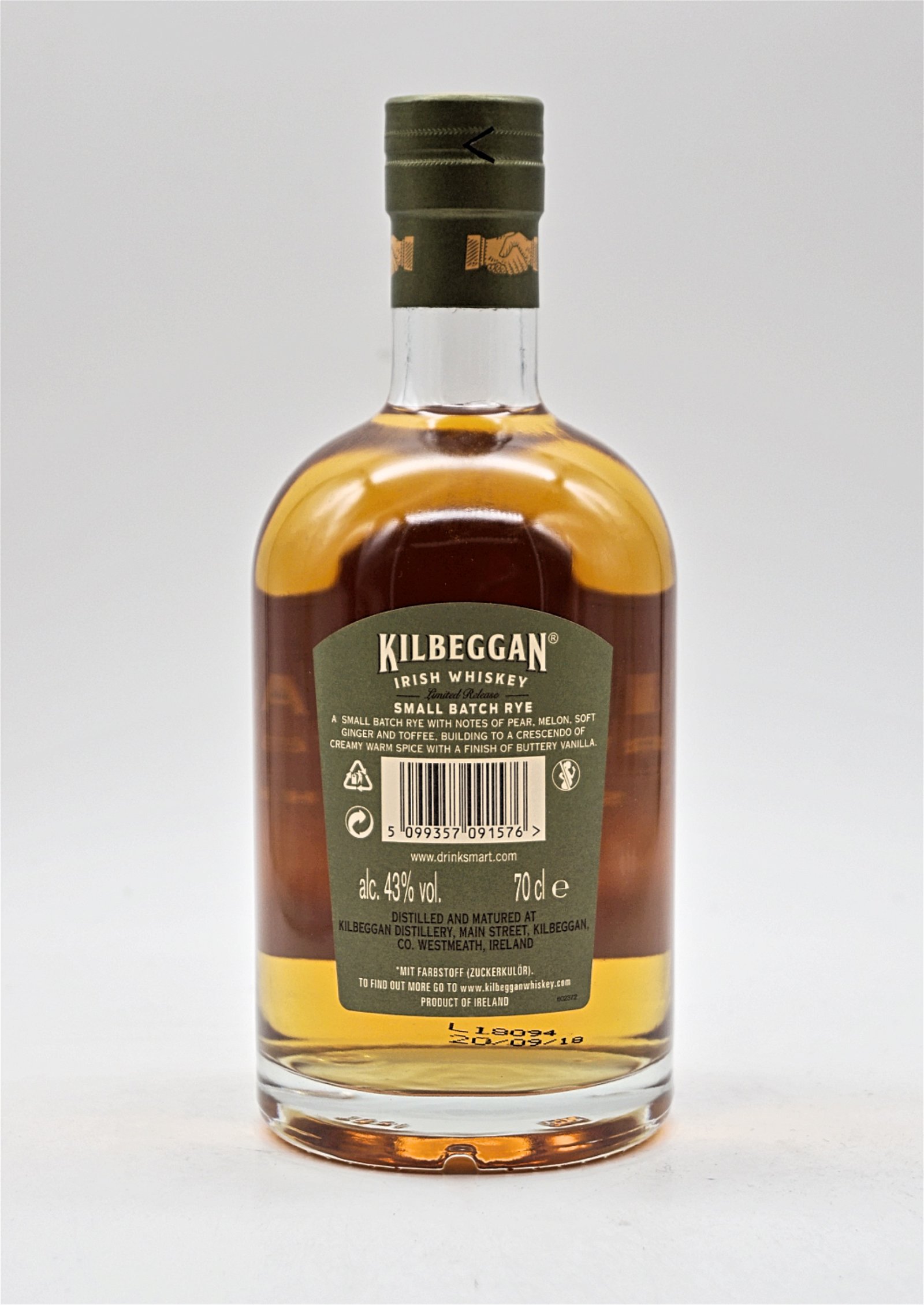 Kilbeggan Small Batch Irish Rye Whiskey