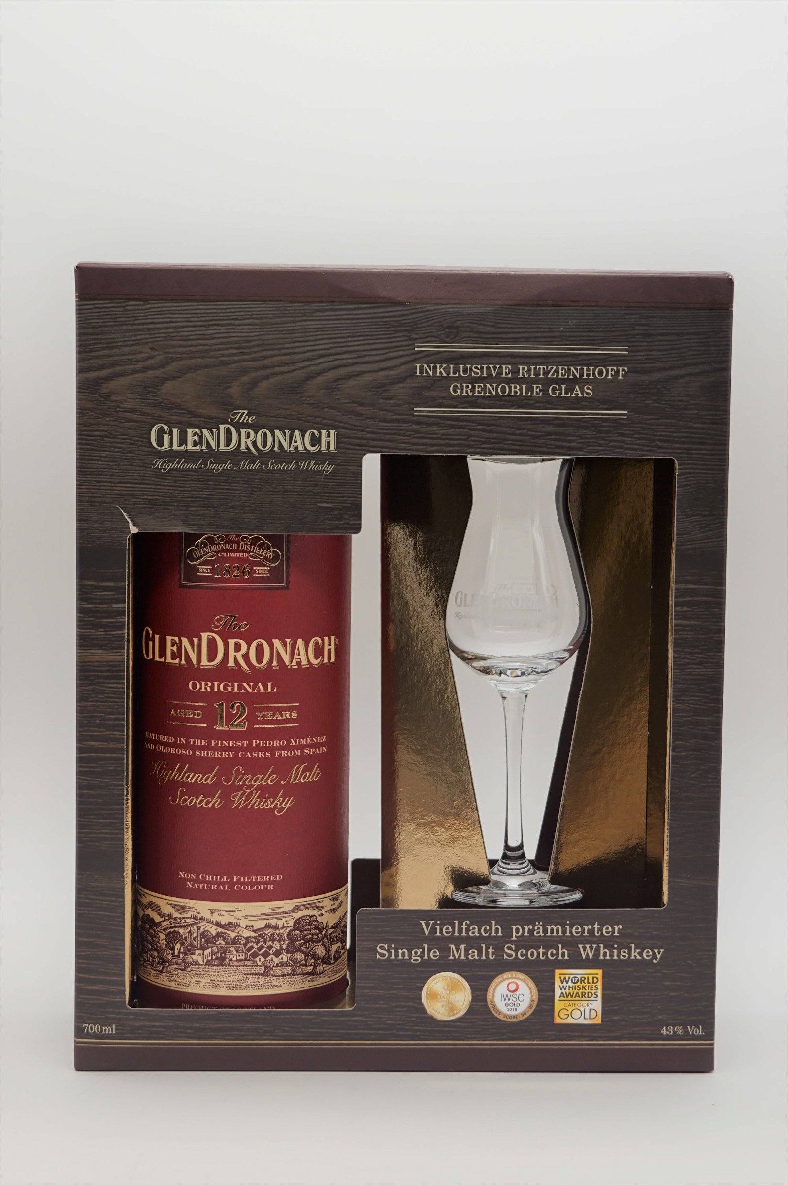 Glendronach 12 Jahre Highland Single Malt Scotch Whisky inkl. Glas