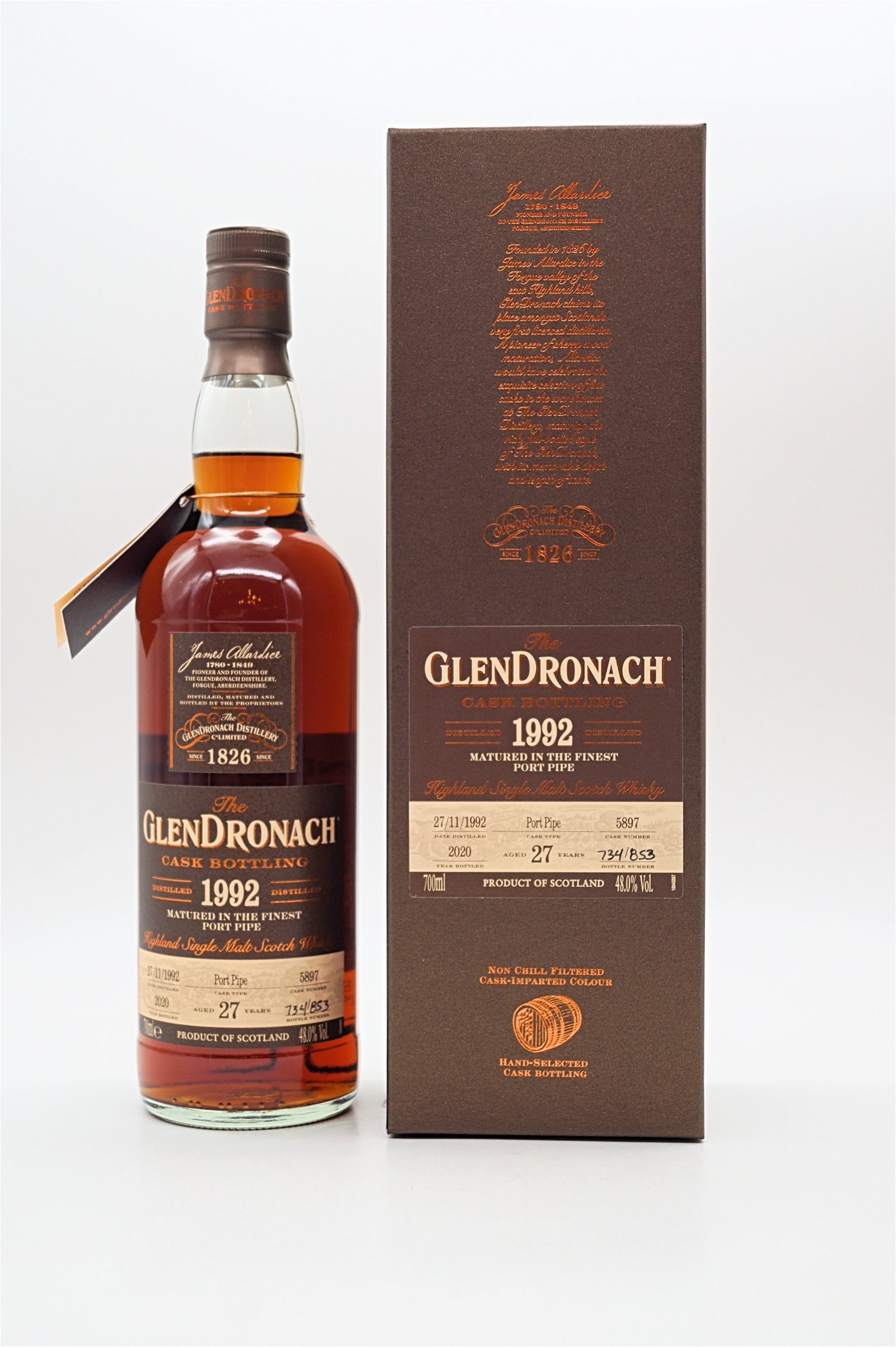 GlenDronach 1992/2020 27 Jahre Port Pipe No. 5897 Bacht 18 Single Malt Scotch Whisky