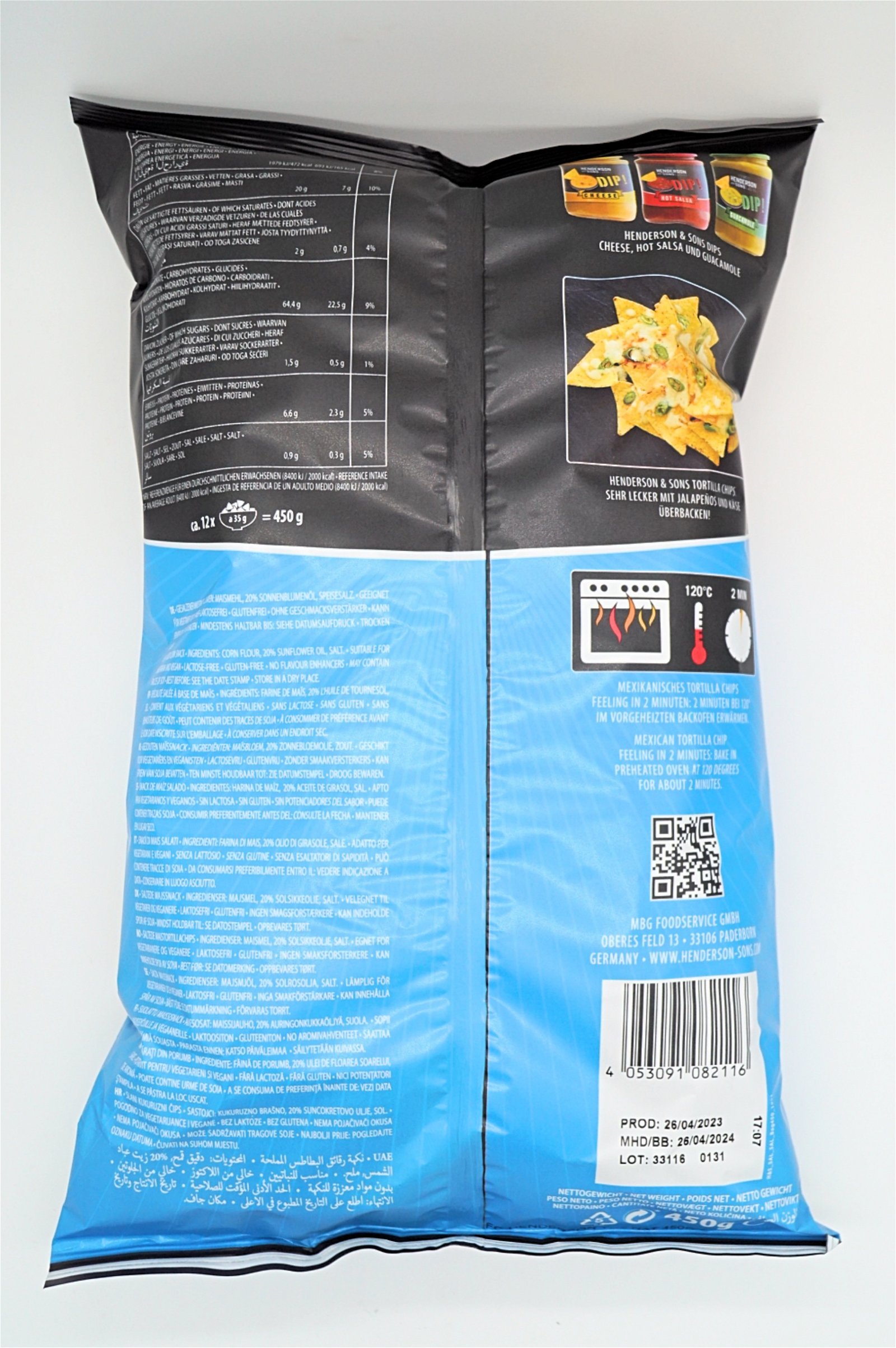 Henderson & Sons Tortilla Chips Salty Natural 12x450g